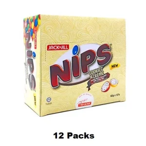 12 Packs Large Nips Cookies   Creme Coasted White Chocolate 62g