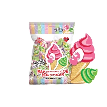 50g Marshmallow Ice Cream Ice Cream Cone Shape with Fruit Jam Filling