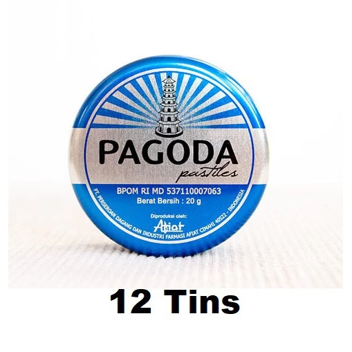 12 Tins Pagoda Mint Candy Pastilles 20g Each